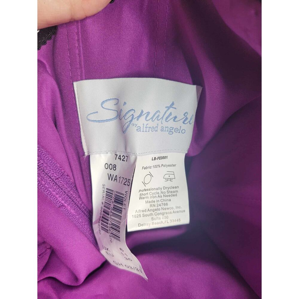 NWT Signature Alfred Angelo Purple Formal Gown‎ Style 7427 Size 6 Evening Gown - Picture 7 of 7